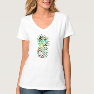 Camiseta Impresión tropical de piña de flores