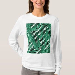 Camiseta Impresión tropical verde negro y blanco