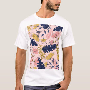 Camiseta Impresión vintage de flores de hojas tropicales