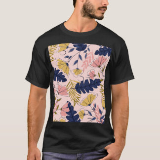 Camiseta Impresión vintage de flores de hojas tropicales