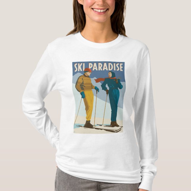 Camiseta Impresión vintage del paraíso de esquí (Anverso)