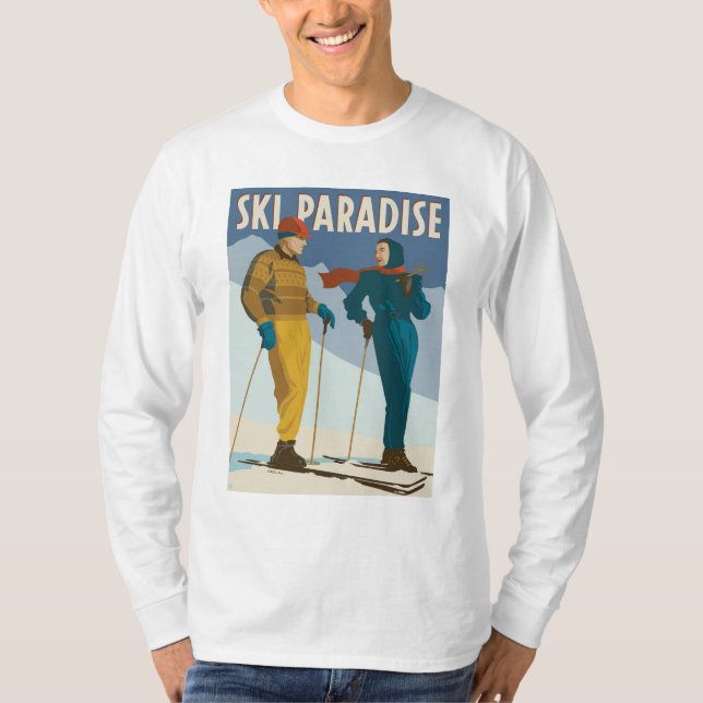 Camiseta Impresión vintage del paraíso de esquí (Anverso)