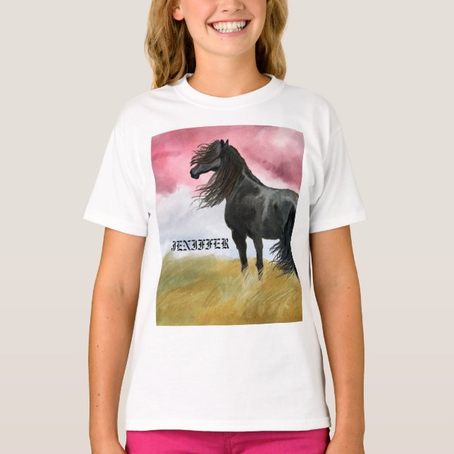 Camiseta Impresionante acuarela de caballo (Anverso)