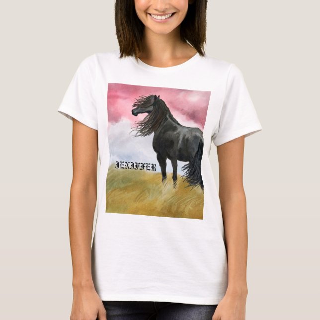 Camiseta Impresionante acuarela de caballo (Anverso)