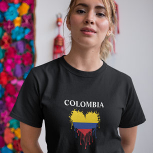Camiseta Impresionante bandera cardíaca derramada en Colomb