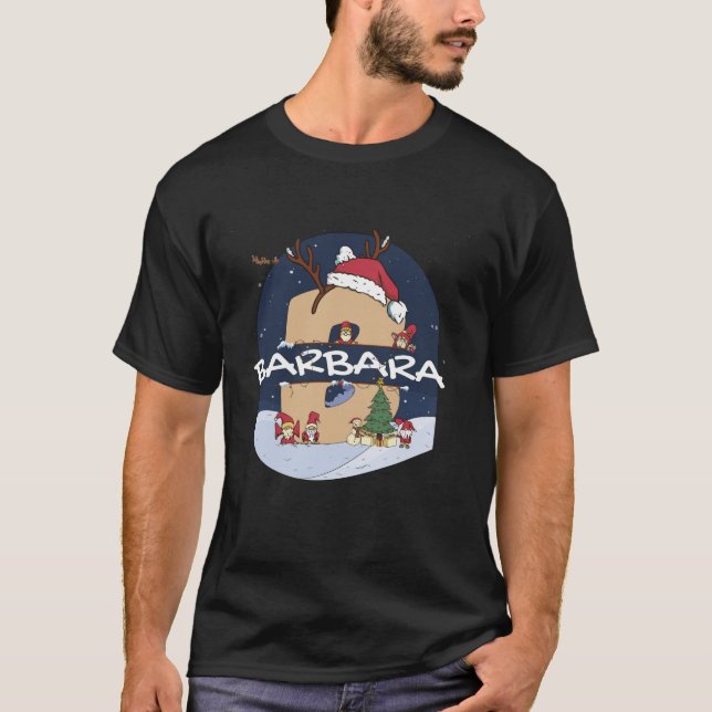 Camiseta Impresionante Barbara Nombre w Santa Hat en Navida (Anverso)