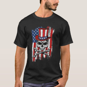 Camiseta Impresionante Calavera 4 De Julio Con El Gorra Del