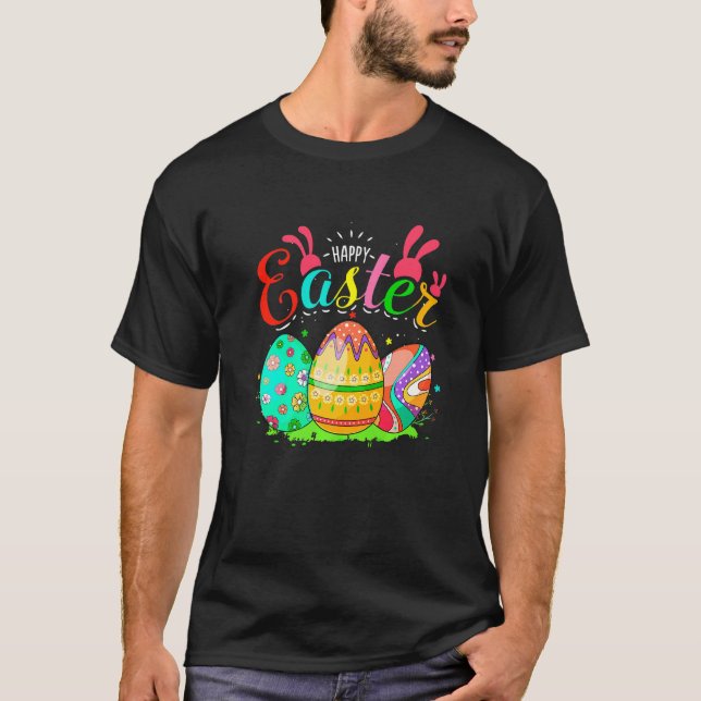 Camiseta Impresionante caza de huevos conejo Pascua Feliz D (Anverso)