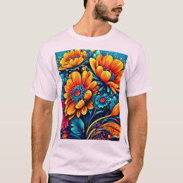 Camiseta Impresionante color floral Rosa