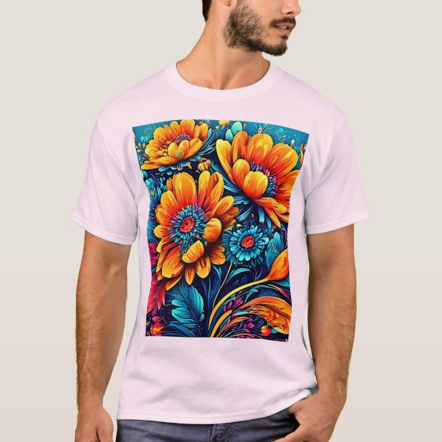 Camiseta Impresionante color floral Rosa (Anverso)