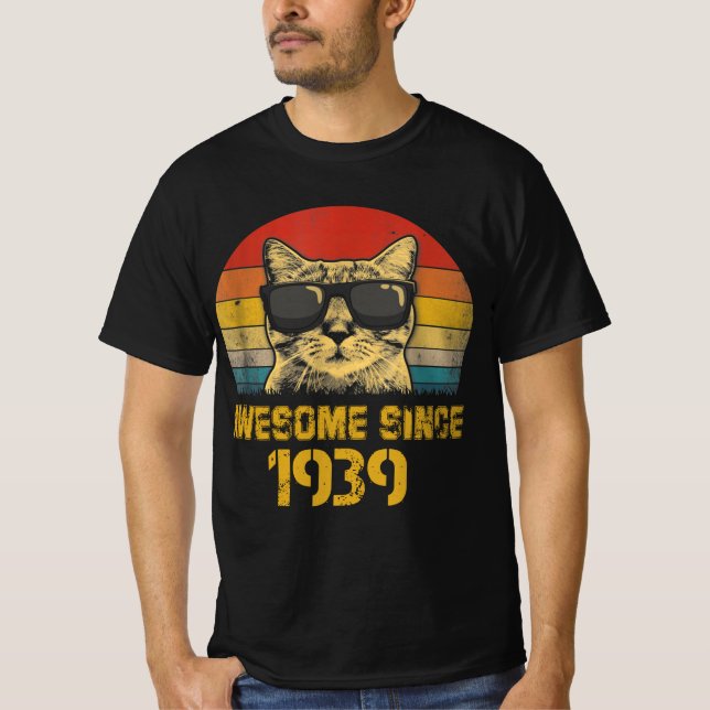 Camiseta Impresionante desde 1939, amante del gato, regalo  (Anverso)