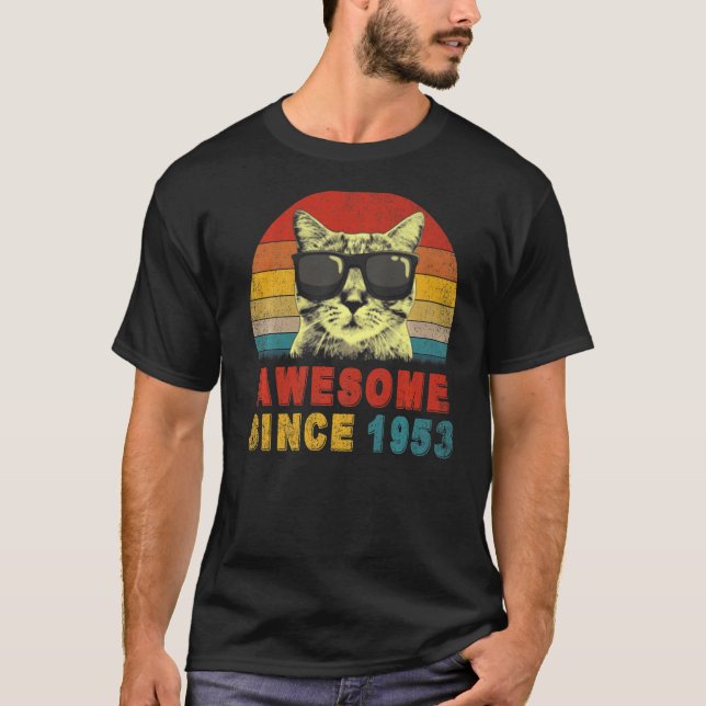 Camiseta Impresionante desde 1953 70º gato por cumpleaños (Anverso)