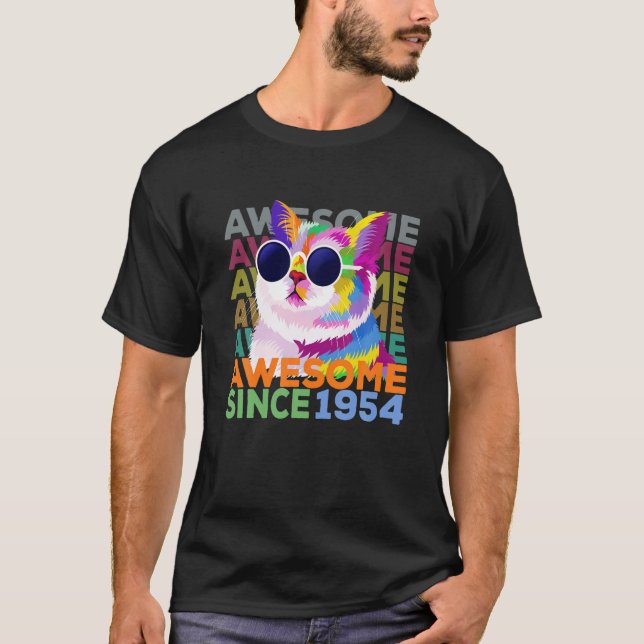 Camiseta Impresionante Desde 1954, Funny Cat Lover 68º Cump (Anverso)