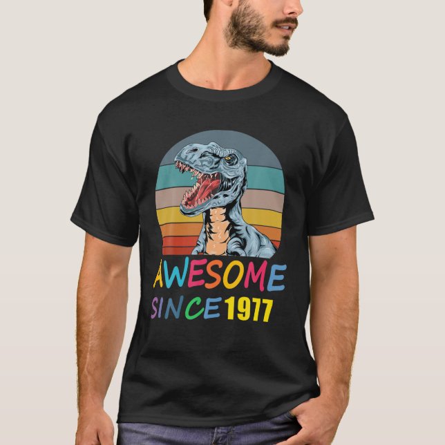 Camiseta Impresionante Desde 1977 44º Cumpleaños Dinosaurio (Anverso)