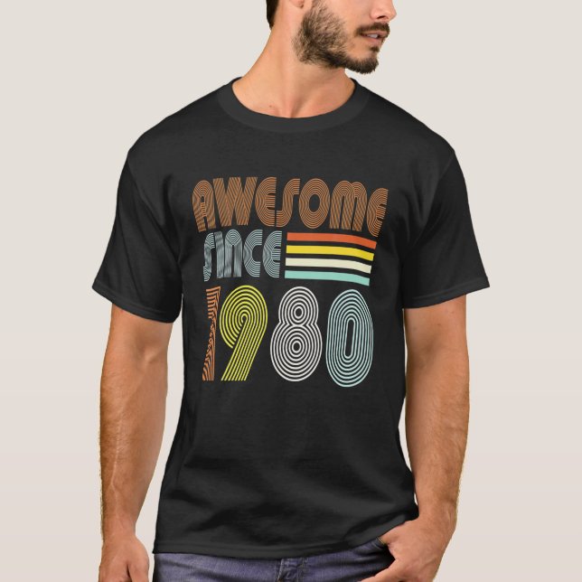 Camiseta Impresionante Desde 1980 42º Retro De Cumpleaños P (Anverso)