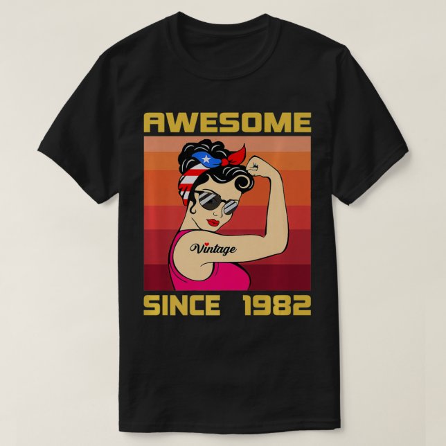 Camiseta Impresionante desde 1982 39 años para las mujeres  (Diseño del anverso)