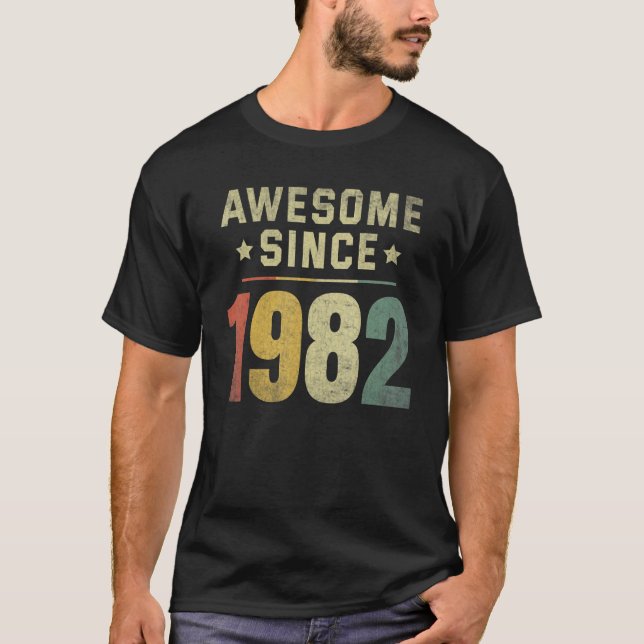 Camiseta Impresionante desde 1982 40 Hombres Retro (Anverso)