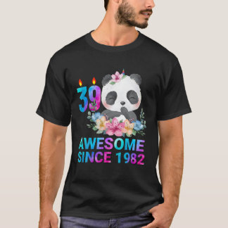 Camiseta Impresionante Desde 1982 Cute Panda 39 Años De Eda
