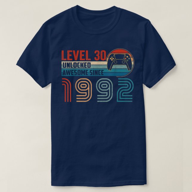 Camiseta Impresionante desde 1992 Nivel 30 Video Gamer B de (Diseño del anverso)