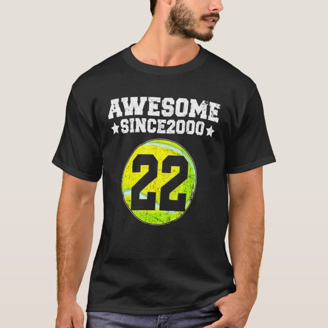 Camiseta Impresionante desde 2000 Tenis 22º cumpleaños 22 a (Anverso)
