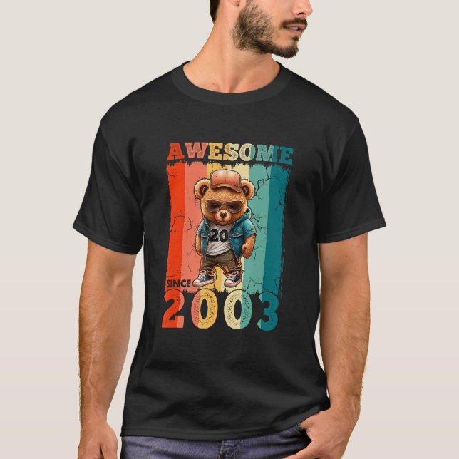 Camiseta Impresionante Desde 2003 oso retro 20 cumpleaños 2 (Anverso)