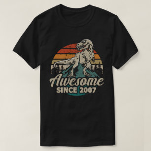 Camiseta Impresionante Desde 2007 Dinosaurio 16 Año Cumplea