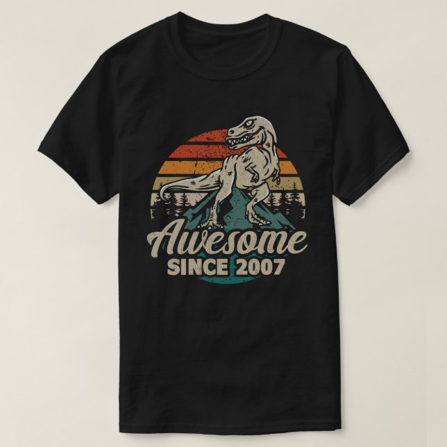 Camiseta Impresionante Desde 2007 Dinosaurio 16 Año Cumplea (Diseño del anverso)