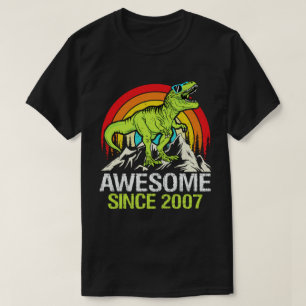 Camiseta Impresionante Desde 2007 Dinosaurio 16 Año Cumplea