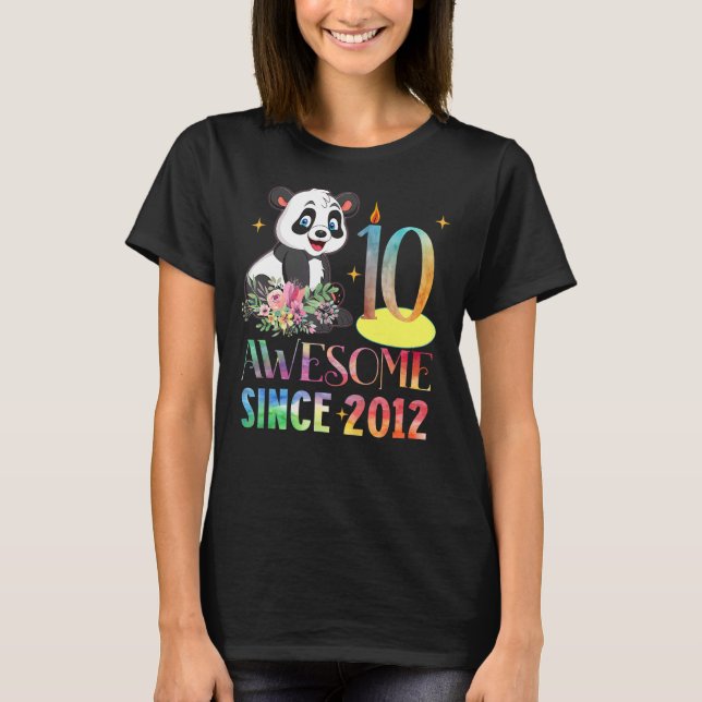 Camiseta Impresionante desde 2012 10 cumpleaños Panda de 10 (Anverso)