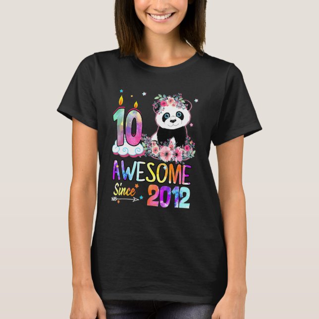 Camiseta Impresionante desde 2012 10 cumpleaños Panda de 10 (Anverso)