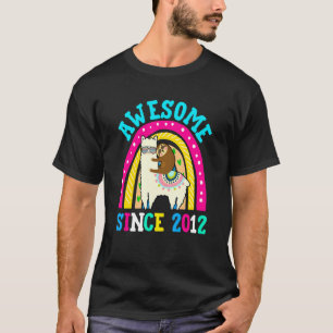 Camiseta Impresionante desde 2012 Llama Sloth 10 cumpleaños