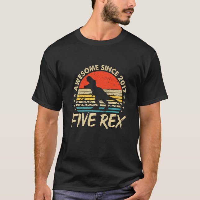 Camiseta Impresionante desde 2017 Dinosaurio T Rex 5 años 5 (Anverso)