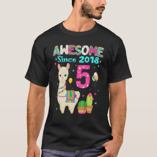 Camiseta Impresionante desde 2018 Llama Sloth 5 Años Adoles