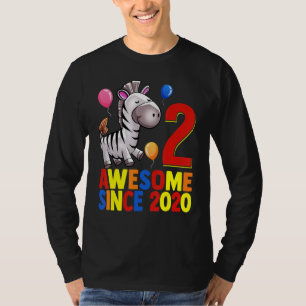 Camiseta Impresionante desde 2020 2º cumpleaños cebra color