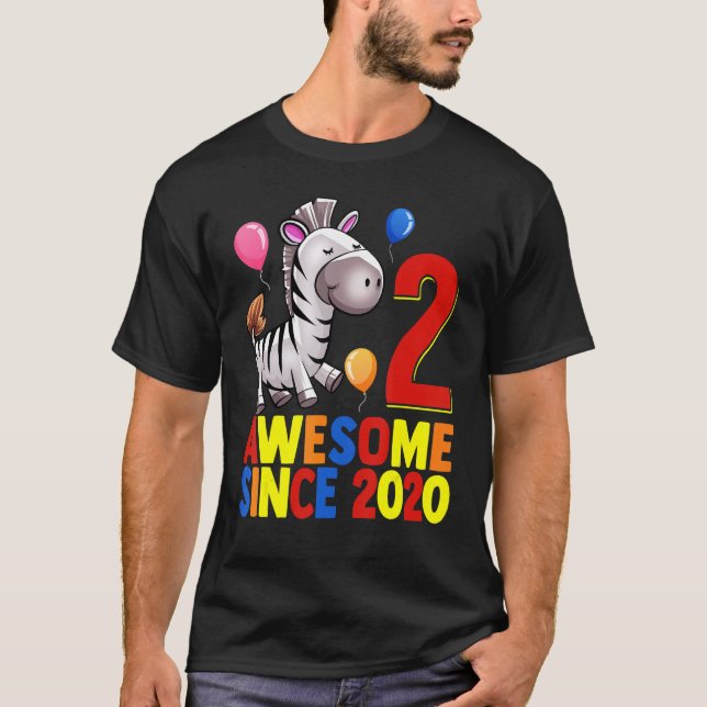 Camiseta Impresionante desde 2020 2º cumpleaños cebra color (Anverso)