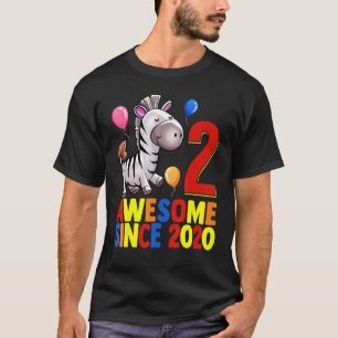 Camiseta Impresionante desde 2020 2º cumpleaños cebra color