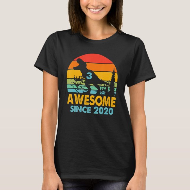 Camiseta Impresionante desde 2020 Dinosaurio 3 años de edad (Anverso)