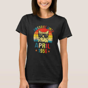 Camiseta Impresionante Desde Abril 1956 Cumpleaños 66 Gato