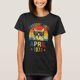 Camiseta Impresionante Desde Abril 1974 Cumpleaños 48 Gato