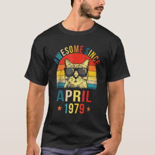 Camiseta Impresionante Desde Abril 1979 Cumpleaños 43  Gato