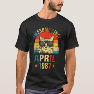 Camiseta Impresionante Desde Abril 1987 Cumpleaños 35 Gato