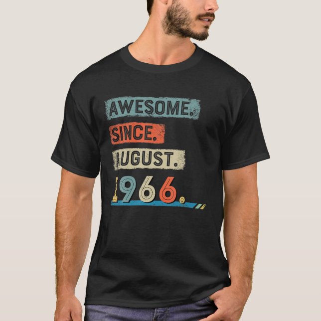 Camiseta Impresionante Desde Agosto De 1966 55º Cumpleaños  (Anverso)