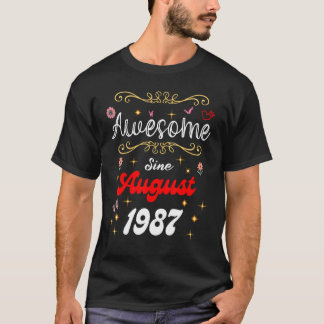 Camiseta Impresionante desde agosto de 1987 Flores de cumpl