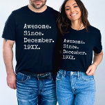 Camiseta Impresionante desde el cumpleaños personalizado de<br><div class="desc">Celebremos el viaje de una vida con nuestra camiseta de cumpleaños personalizada "Increíble desde el año Personalizado", un tributo perfecto a los momentos históricos que nos dan forma. Ya sea un regalo de cumpleaños número 40 para él, una celebración de cumpleaños número 34, o cualquier edad significativa, esta camisa es...</div>