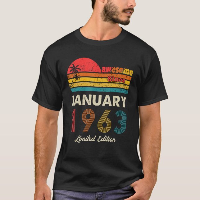 Camiseta Impresionante desde enero de 1963 cumpleaños retro (Anverso)