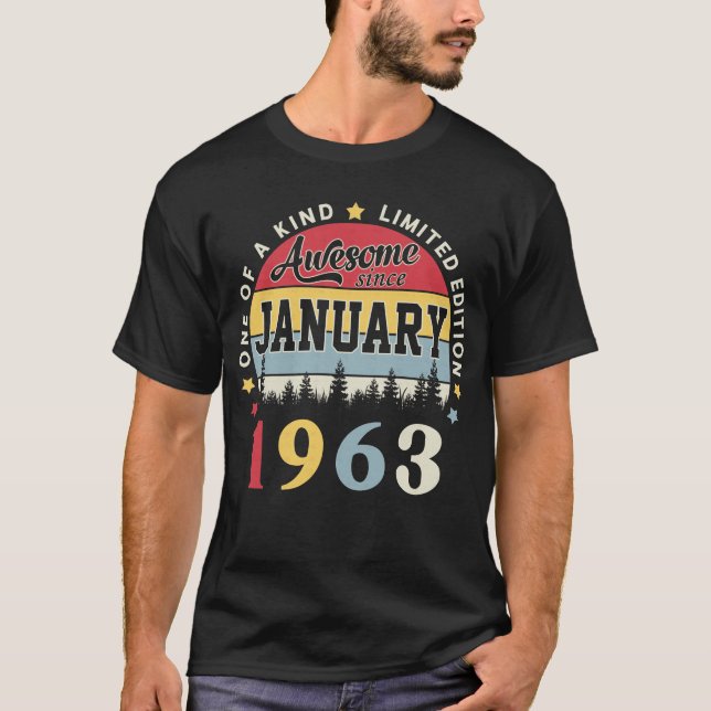 Camiseta Impresionante desde enero de 1963 cumpleaños retro (Anverso)