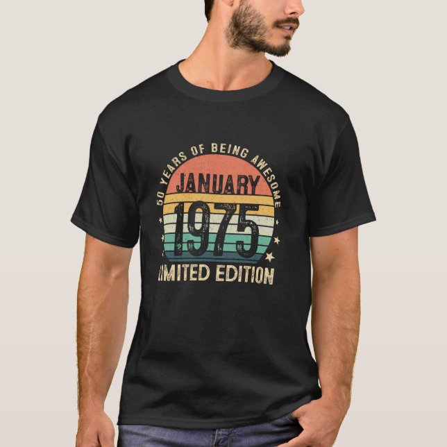 Camiseta Impresionante desde enero de 1975 50 años de edad  (Anverso)