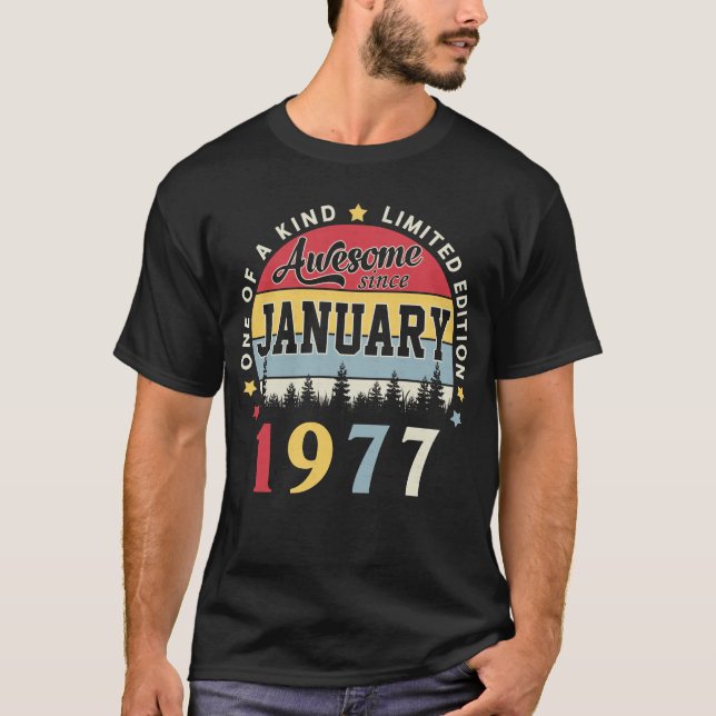 Camiseta Impresionante desde enero de 1977 cumpleaños retro (Anverso)