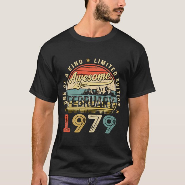 Camiseta Impresionante desde febrero de 1979 44 años de eda (Anverso)