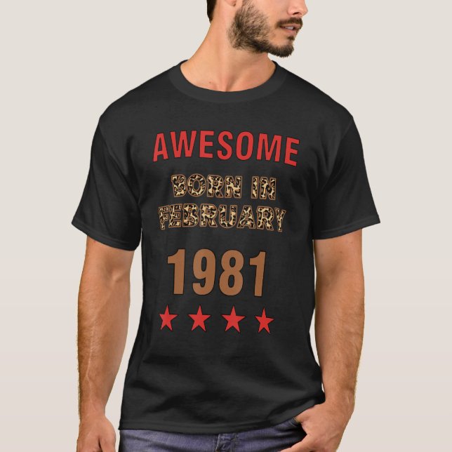 Camiseta Impresionante desde febrero de 1981 Leopard Print (Anverso)